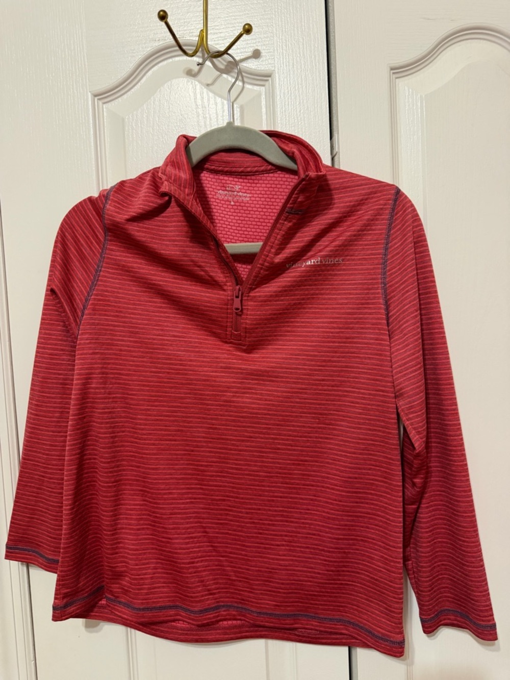 Vineyard vines performance long sleeves burnt orang Striped Quarter-Zip Pullover